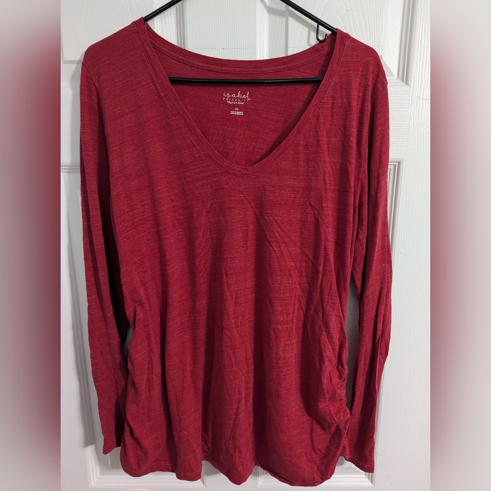 Isabel Maternity by Ingrid & Isabel Red Long Sleeve Relaxed Tee